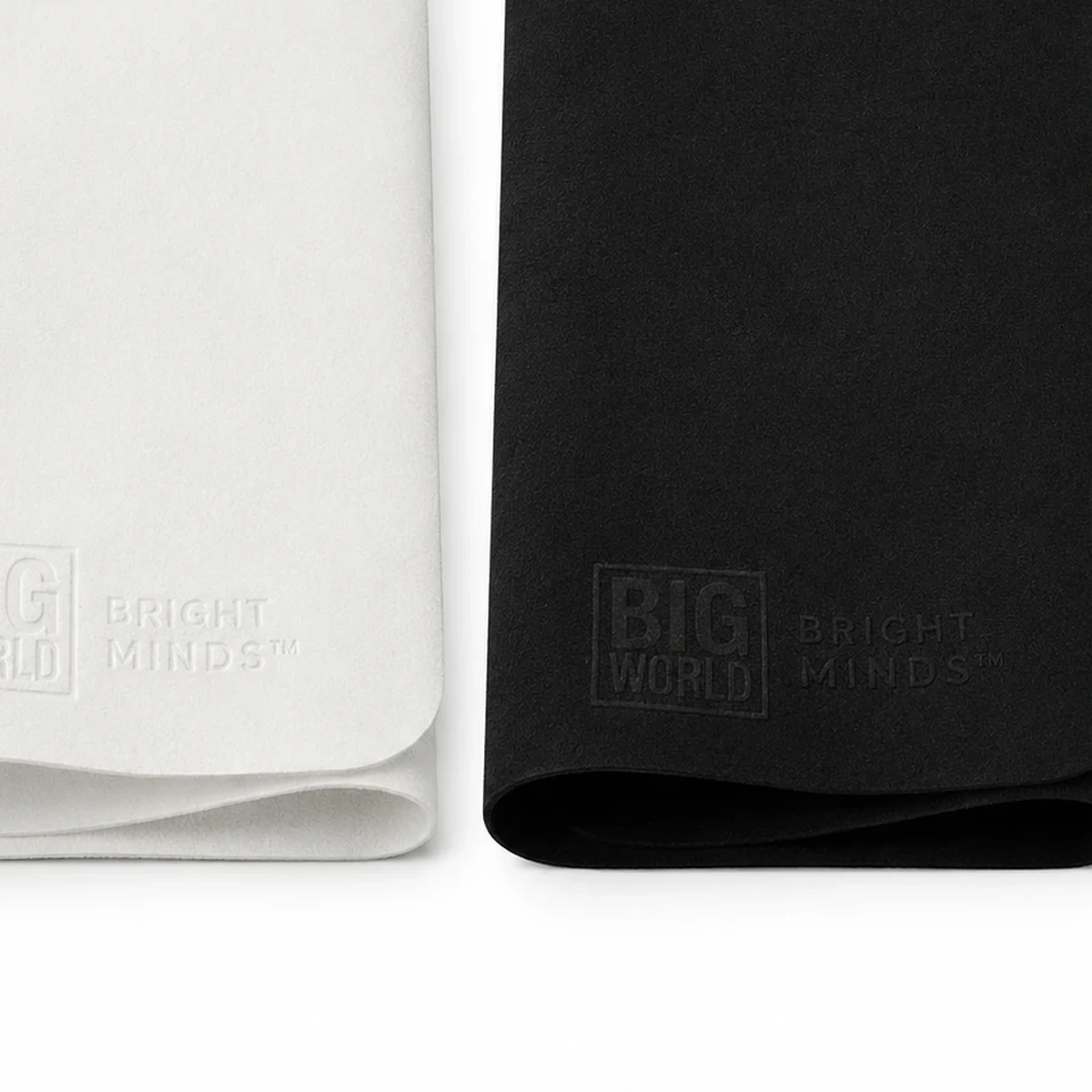 Closer view of white and black microfiber cloths